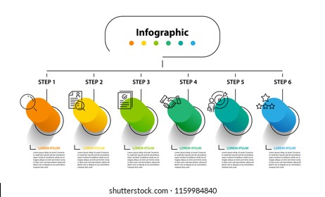 infographic element design 6 step, infochart planning