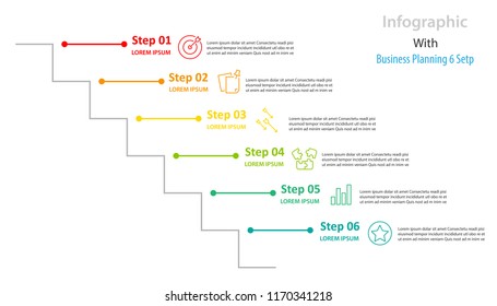 infographic element design 6 step, infochart planning