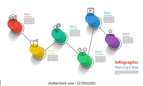 infographic element design 6 step, infochart planning