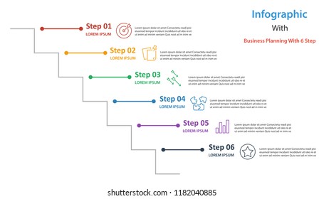 infographic element design 6 step, infochart planning