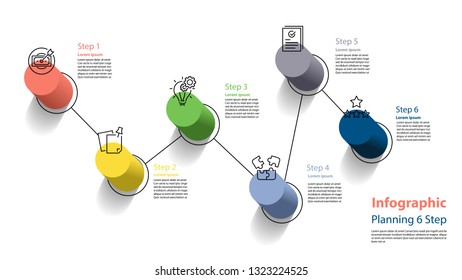 infographic element design 6 step, infochart planning