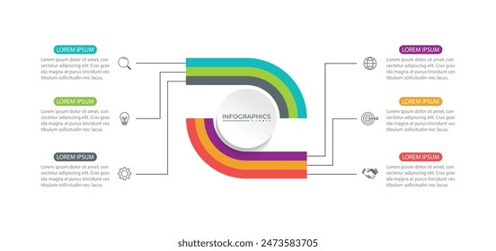 diseño de elemento infográfico 6 pasos.