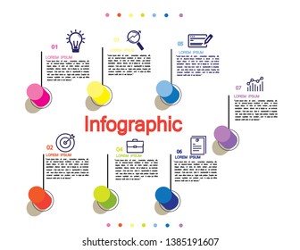 infographic element design 7 step,infocraft,line vector icon on white background.eps