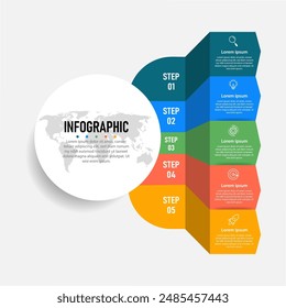 Infographic element design business with 5 steps, options can be used for workflow diagram, info chart, web design. vector illustration.