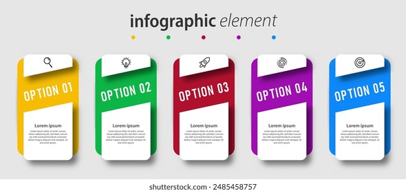 Infographic element design business with 5 steps, options can be used for workflow diagram, info chart, web design. vector illustration.