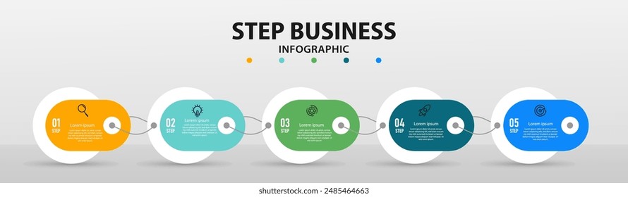 Infographic element design business with 5 steps, options can be used for workflow diagram, info chart, web design. vector illustration.