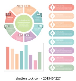 Diseño de elementos infográficos para presentación corporativa en estadística, diagrama de flujo, informe, visualización de datos.