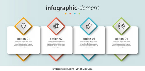Infographic element design presentation business with 4 options can be used for workflow diagram, info chart, web design. vector illustration.