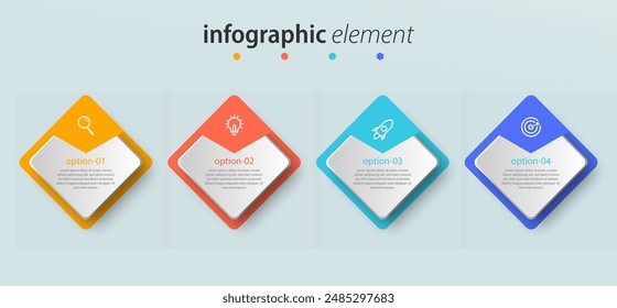 Infographic element design presentation business timeline with 4 steps, options. can be used for workflow diagram, info chart, web design. vector illustration.