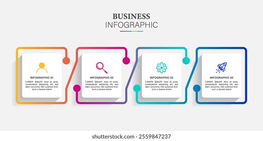 infographic element design template with 4 steps, info chart planning, presentation