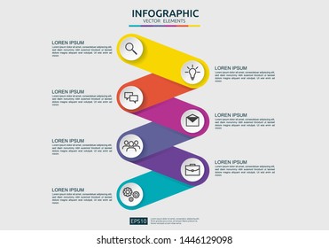 Infographic element design template for presentation, diagram, workflow, annual report. Business data visualization connection timeline info with marketing icons option. vector illustration.