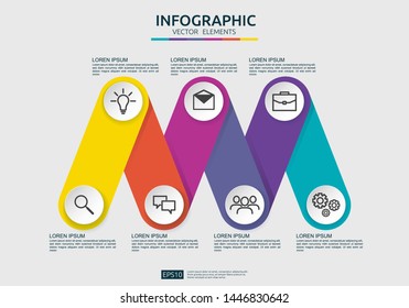 Infographic element design template for presentation, diagram, workflow, annual report. Business data visualization connection timeline info with marketing icons option. vector illustration.