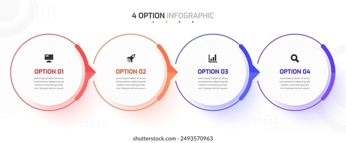 Infographic Element Design Templates with Icons and 4 Options Suitable for Process Diagram