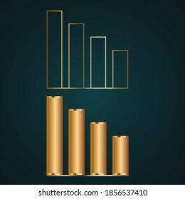 Infographic element diagram vector icon. Gradient gold metal with dark background