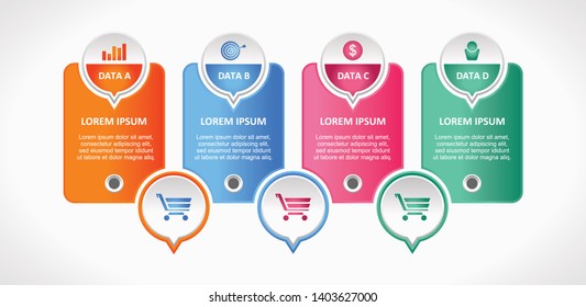 The infographic element is equipped with supporting icons. Has a variety of colors and color gradations. Business infographics and presentations. Vector infographic
