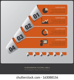 Info-graphic element fold styles, the vector illustration used for data visualization, business presentation and website labels