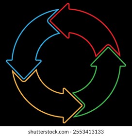 Infographic element in the form of four arrows with a stroke