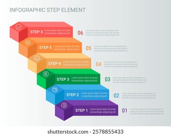 Infographic element in the form of a ladder or steps