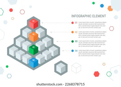 Infographic element in the form of a pyramid of cubes