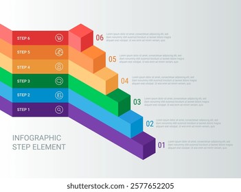 Infographic element in the form of stages or step up