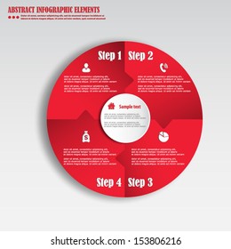 Infographic element, four steps in red circle