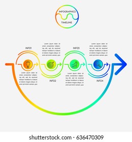 Infographic element gear for busness. Line cog design 5 steps, options, process.