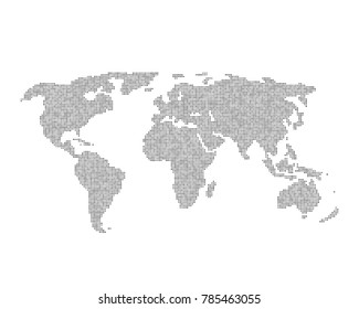 infographic element with grey global world map. simple flat style trend modern logotype graphic art design isolated on blue background. concept of earth globe from little dots worldmap vector badge