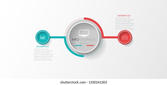 Infographic element with icons and 2 options or step. Can be used for process, presentation, diagram, workflow layout, info graph, web design. Vector illustration. 