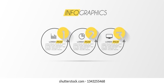Infographic element with icons and 3 options or step. Can be used for process, presentation, diagram, workflow layout, info graph, web design. Vector illustration.