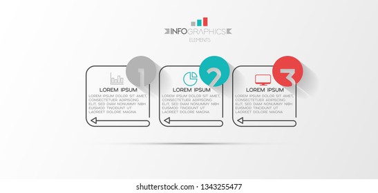Infographic element with icons and 3 options or step. Can be used for process, presentation, diagram, workflow layout, info graph, web design. Vector illustration.