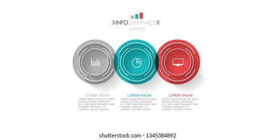 Infographic element with icons and 3 options or step. Can be used for process, presentation, diagram, workflow layout, info graph, web design. Vector illustration.