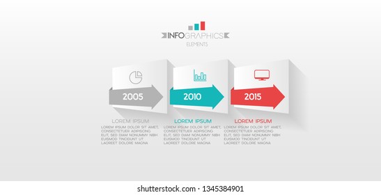 Infographic element with icons and 3 options or step. Can be used for process, presentation, diagram, workflow layout, info graph, web design. Vector illustration.