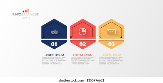 Infographic element with icons and 3 options or step. Can be used for process, presentation, diagram, workflow layout, info graph, web design. Vector illustration.