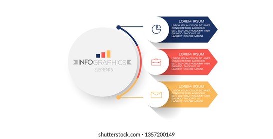 Infographic element with icons and 3 options or step. Vector illustration.