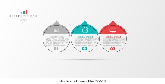 Infographic element with icons and 3 options or step. Can be used for process, presentation, diagram, workflow layout, info graph, web design. Vector illustration.