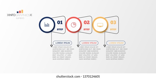 Infographic element with icons and 3 options or step. Can be used for process, presentation, diagram, workflow layout, info graph, web design. Vector illustration.