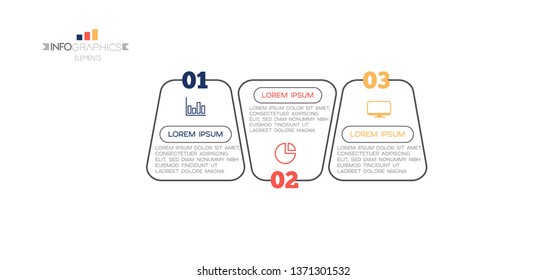 Infographic element with icons and 3 options or step. Can be used for process, presentation, diagram, workflow layout, info graph, web design. Vector illustration.