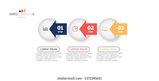 Infographic element with icons and 3 options or step. Can be used for process, presentation, diagram, workflow layout, info graph, web design. Vector illustration.