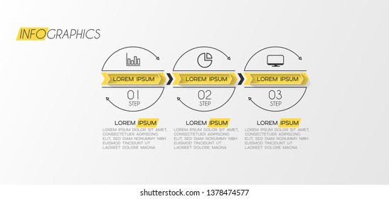 Infographic element with icons and 3 options or step. Can be used for process, presentation, diagram, workflow layout, info graph, web design. Vector illustration.