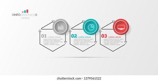 Infographic element with icons and 3 options or step. Can be used for process, presentation, diagram, workflow layout, info graph, web design. Vector illustration.