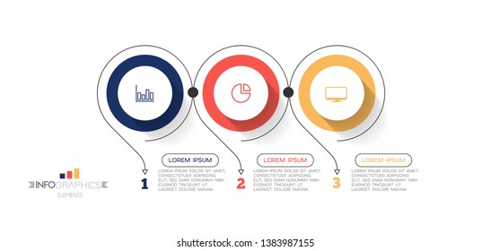 Infographic element with icons and 3 options or step. Can be used for process, presentation, diagram, workflow layout, info graph, web design. Vector illustration.