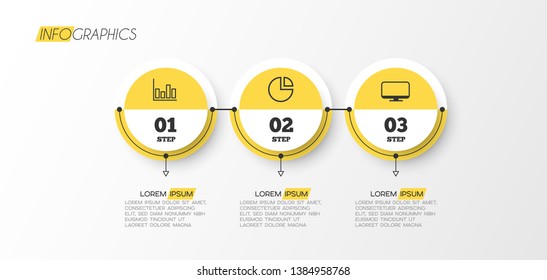 Infographic element with icons and 3 options or step. Can be used for process, presentation, diagram, workflow layout, info graph, web design. Vector illustration.
