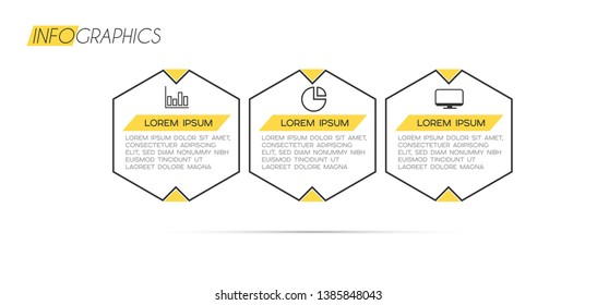 Infographic element with icons and 3 options or step. Can be used for process, presentation, diagram, workflow layout, info graph, web design. Vector illustration.
