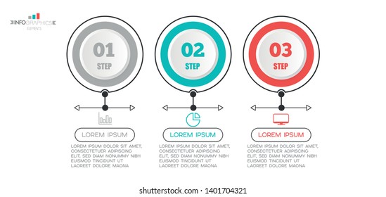 Infographic element with icons and 3 options or steps. Can be used for process, presentation, diagram, workflow layout, info graph, web design. Vector illustration.