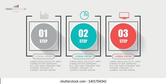 Infographic element with icons and 3 options or steps. Can be used for process, presentation, diagram, workflow layout, info graph, web design. Vector illustration.