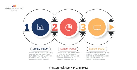 Infographic element with icons and 3 options or steps. Can be used for process, presentation, diagram, workflow layout, info graph, web design. Vector illustration.