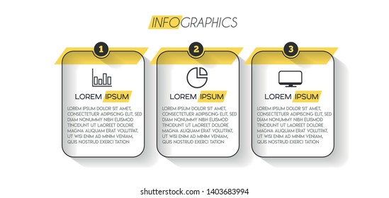 Infographic element with icons and 3 options or steps. Can be used for process, presentation, diagram, workflow layout, info graph, web design. Vector illustration.