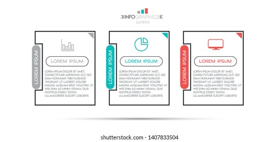 Infographic element with icons and 3 options or steps. Can be used for process, presentation, diagram, workflow layout, info graph, web design. Vector illustration.