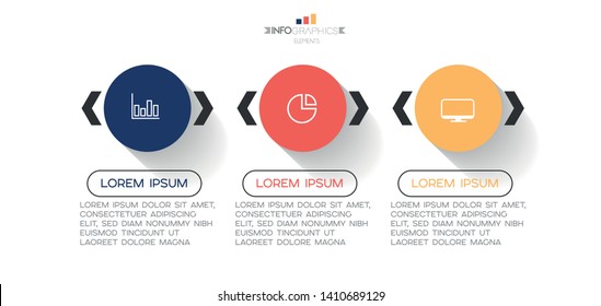 Infographic element with icons and 3 options or steps. Can be used for process, presentation, diagram, workflow layout, info graph, web design. Vector illustration.