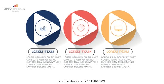 Infographic element with icons and 3 options or steps. Can be used for process, presentation, diagram, workflow layout, info graph, web design. Vector illustration.
